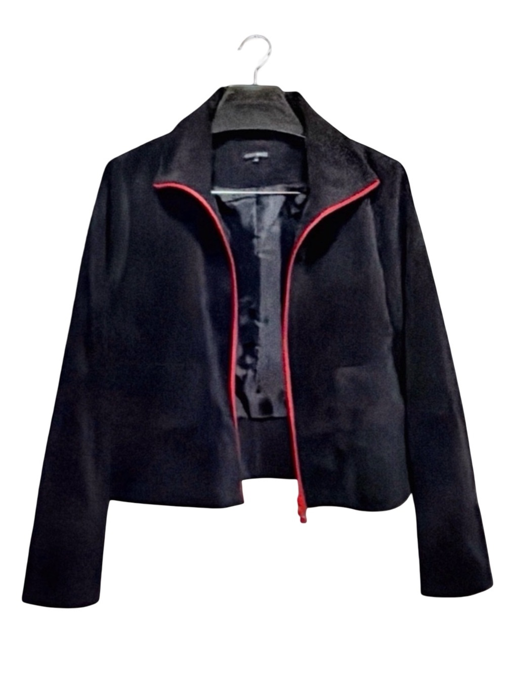 600 West Women's Black Velour Track Suit Set | Red Zip | Jacket M | Pants 6 - Picture 2 of 16
